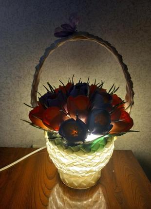 Светильник из изолона «букет цветов в корзине».7 фото