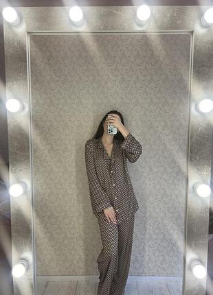 Женский шелковый домашний костюм рубашка штаны