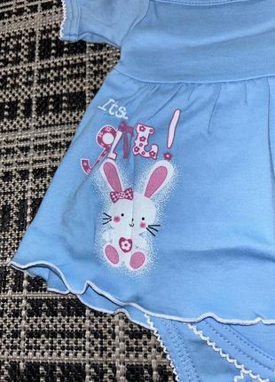 Боді сарафан дитячий для дівчинки блакитний кулір бавовна 74 , 68, 86 розмір3 фото