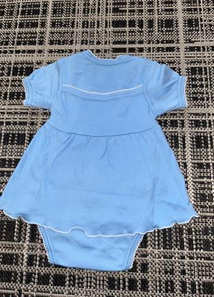 Боді сарафан дитячий для дівчинки блакитний кулір бавовна 74 , 68, 86 розмір4 фото