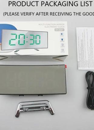 Годинник настільний дзеркальний, термометр, дата, будильник. від мережі, та батарейок.4 фото