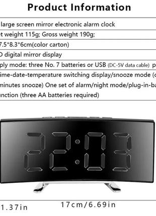 Годинник настільний дзеркальний, термометр, дата, будильник. від мережі, та батарейок.7 фото