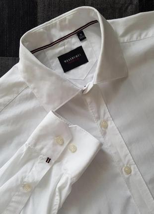 Брендовая нарядная хлопковая красивая топовая базовая белая рубашка премиум рубашка c&amp;a m хлопок 100%