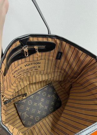 Сумка женская в стиле louis vuitton neverfull brown/black6 фото