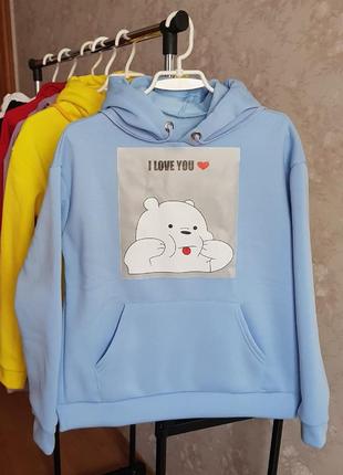 Батник с капюшоном i love you 2