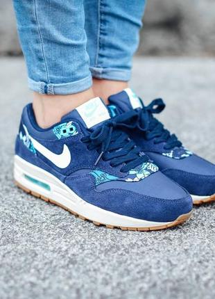 Жіночі кросівки nike air max 1 aloha floral print navy