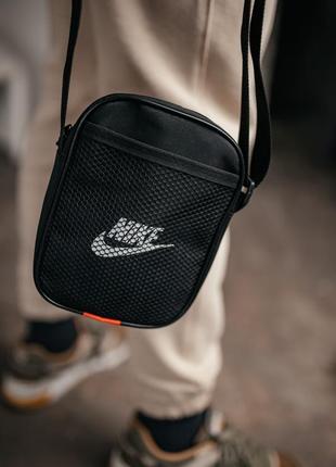 Барстека nike сетка, мужская сумка через плечо, текстильная барсетка на три отделения, брендовая сумка6 фото