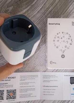 Умная смарт wifi розетка 20а с счетчиком электроэнергии, бело-серая / розетка smart plug з енергометром5 фото