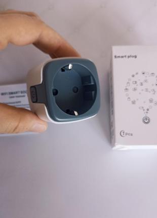 Розумна смарт wifi розетка 20а з лічильником електроенергії, біло-сіра / розетка smart plug з енергометром3 фото