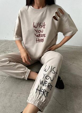 Костюм «wish» | джогеры + футболка | стильный костюм1 фото