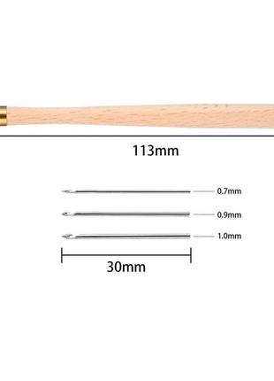 Люневільський гачок для в'язання та вишивки skc a020 тамбурним швом зі змінними наконечниками 0.7 мм, 1 мм та 1.2 мм (6792)5 фото