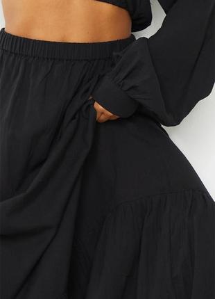 Мааакси юбка хлопок черная plt3 фото