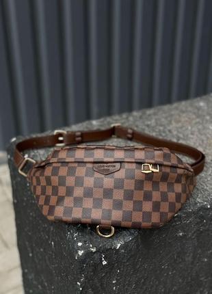 Бананка женская в стиле louis vuitton discovery bumbag pm brown chess canvas7 фото