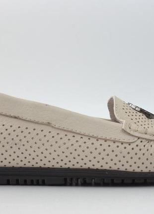 Бежеві мокасини шкіра з перфорацією жіноче взуття великих розмірів ornella beige floto perf by rosso avangard bs3 фото