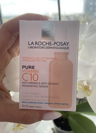 Сироватка-антиоксидант з вітаміном с  la roche-posay pure vitamin c10 anti-wrinkle anti-oxidant renovating serum