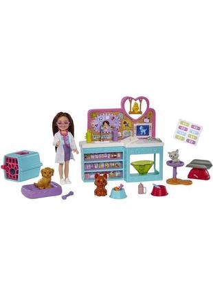 Ігровий набір лялька барбі челсі ветеринарна клініка barbie chelsea pet vet playset hgt12