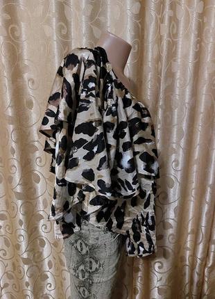 💛💛💛стильная леопардовая кофта, блузка, топ с воланом boohoo💛💛💛5 фото