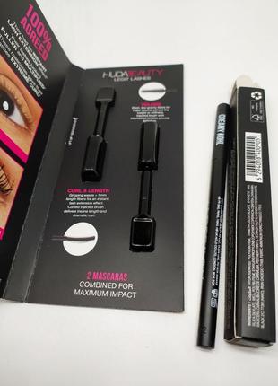 Набор для глаз huda beauty creamy kohl eyeliner black huda beauty legit lashes double ended mascara4 фото