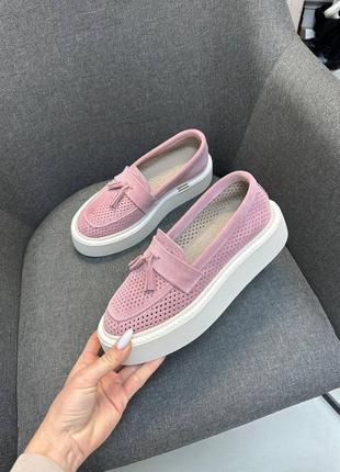 Лоферы женские из натуральной замши