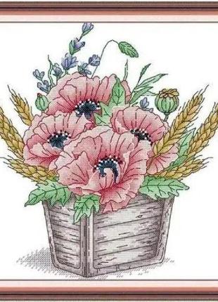 Набор для вышивания по нанесённой на канву схеме "opium poppy". aida 14ct printed, 30*29 см