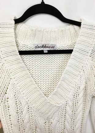 Винтажная обтягивающая вязанная белая туника-свитер y2k 2000s4 фото