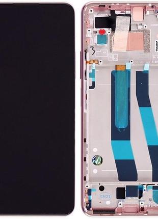 Дисплей для xiaomi mi11 lite 4g и 5g с сенсором и рамкой розовый оригинал