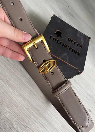 Ремень женский кожа капучино 3см китайской прошитый + коробка, женский из кожи + коробка, тренд 2023 ремень бронза серый, ремень стиля diesel дизель