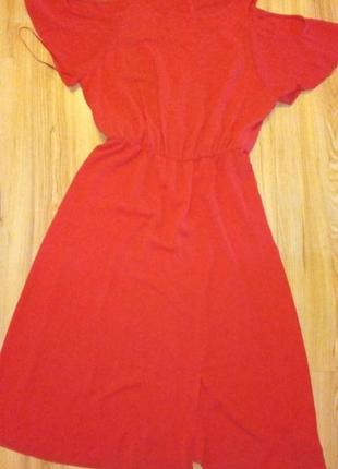 Красное миди платье летнее средней длинны шифоновое f&f
