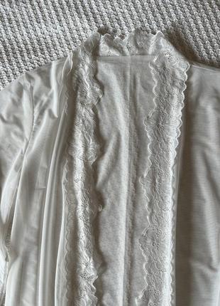 Белый, длинный, прозрачный халат, накидка4 фото