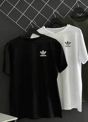 Комплект из трех мужских футболок в стиле adidas (черная, белая, хаки) высокое качество1 фото