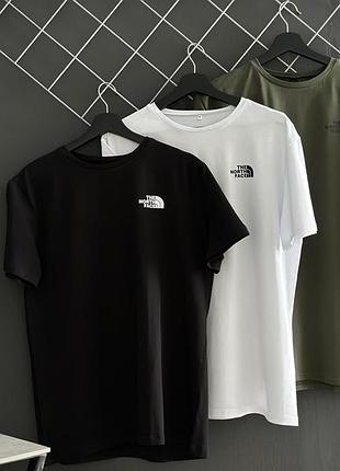 Комплект из трех мужских футболок в стиле tnf (черная, белая, хаки) высокое качество