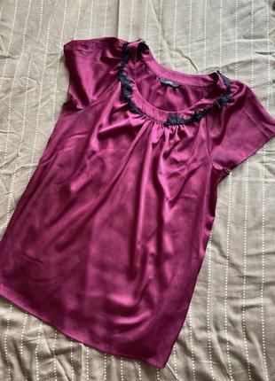 Бордовая блузка блуза под атлас