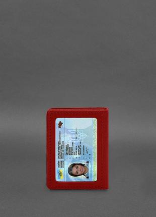 Кожаная обложка для водительского удостоверения, id и пластиковых карт 2.1 красная blanknote арт.10 фото