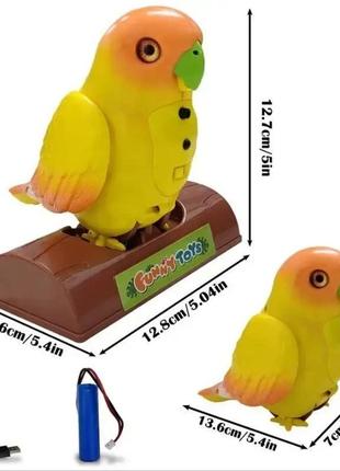 Інтерактивна іграшка-повторяшка папуг funny parrot2 фото