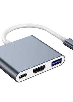 Usb c - hdmi,  адаптер 4k, концентратор elecmoga usb c с usb 3.0 + портом usb c для зарядки