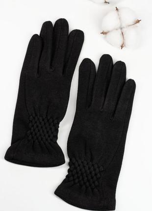 Черные перчатки с жаткой из трикотажа на меху, трикотаж на меху, повседневный