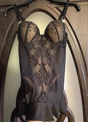 Пенюар, з тілесним поралоном, з зажимами, для чулок, від дорогого бренду: new look 🌸