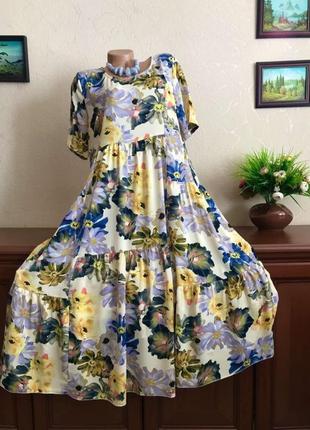 Красивенное воздушное платье натуральные ткани турция 48-58р