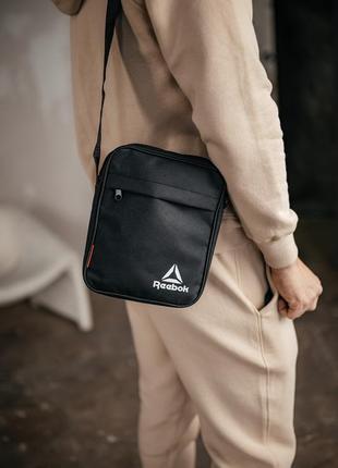 Барстека reebok, мужская сумка через плечо, текстильная барсетка на три отделения, брендовая сумка5 фото