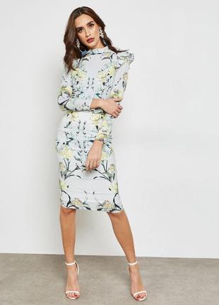 Распродажа платье hope &amp; ivy меди asos с длинными рукавами и баской7 фото