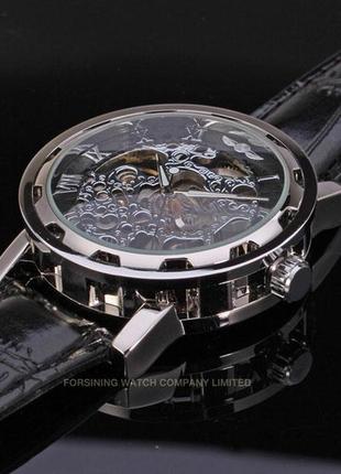 Часы механические  winner black, мужские, круглые, влагозащита, минеральное стекло device clock10 фото