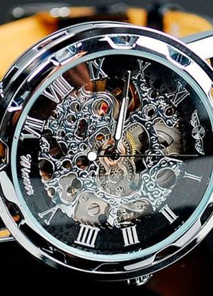 Часы механические  winner black, мужские, круглые, влагозащита, минеральное стекло device clock3 фото