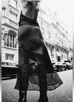 Сатинова спідниця, юбка міді zara3 фото