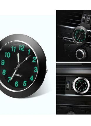 Часы для авто, кварцевые,  крышка нержавейка, черный флуоресцентный циферблат. солидный вид.2 фото