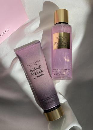 Набір спрей міст лосьйон для тіла з шимером victoria’s secret velvet petals оригінал