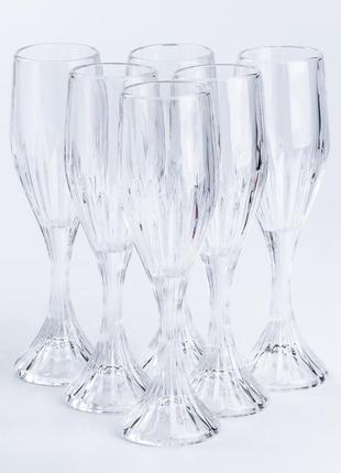 Келих для шампанського високий скляний прозорий набір 6 штук