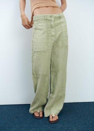 Продам нові лляні штани zara (xl)2 фото