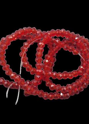 Бусины стекло finding рондель гранёнка прозрачный красный 2 мм вязка 160 шт