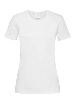 Белая футболка на девочку stedman без карманов с коротким рукавом хлопок 100% на обхват груди 102см l