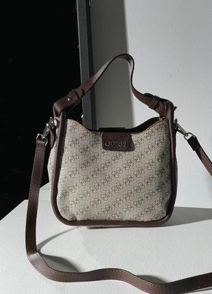 Сумка жіноча в стилі  guess eco brenton grey/brown2 фото